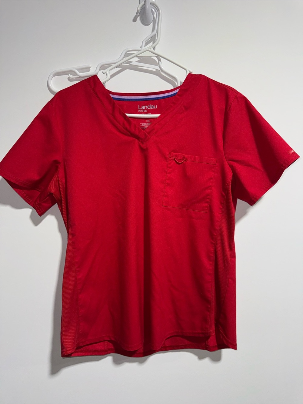 Landau Women’s V-Neck Scrub Top in Red Size L